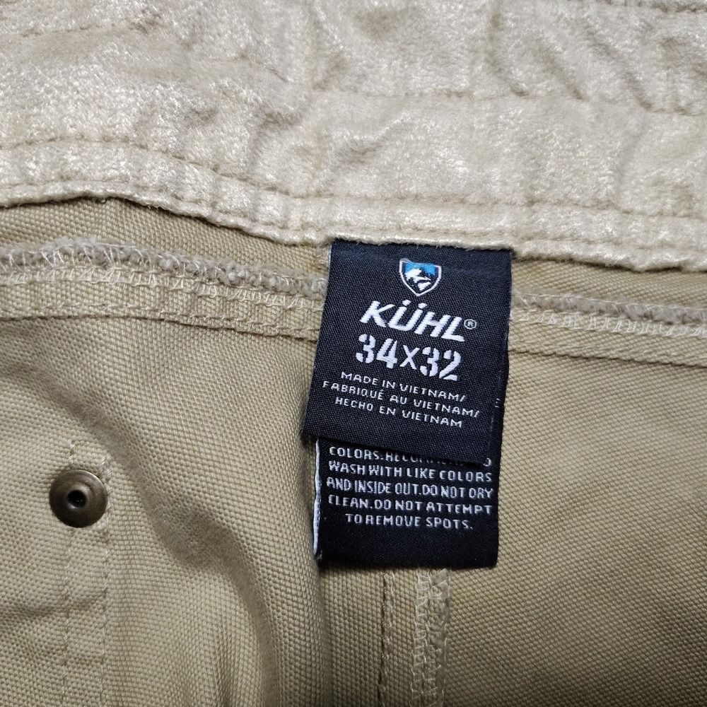 Kuhl Pants Mens The Law 34x32 Vintage Patina Dye Cargo Dark Khaki Brown Full Fit - Picture 3 of 11
